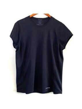 Patagonia T Shirt Short Sleeve Black Performance Polyester Crew Neck Hiking XL